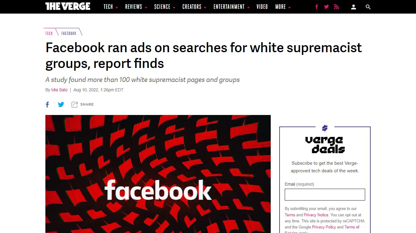 Facebook ran ads on searches for white supremacist groups, report finds